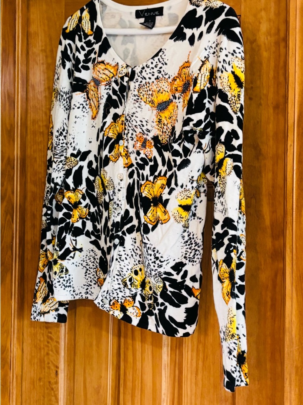 Floral Animal Print Women's cardigan. Butterfly - Picture 3 of 14